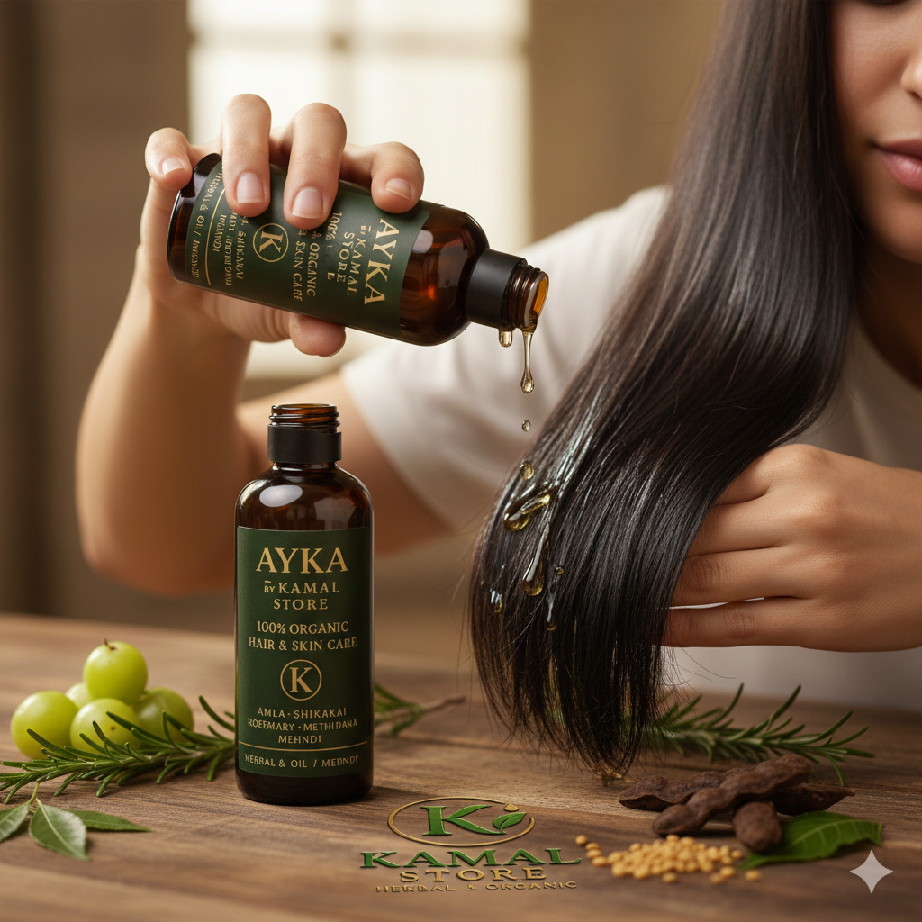 AYKA Organic Hair Growth Oil for All Hair Types - Best Herbal Hair Oil Pakistan - 20 Plus Herbs - kamalstore.com