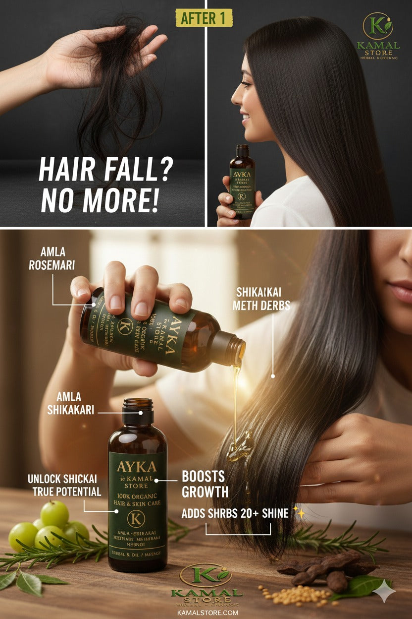 Ayka 120ML Premium Organic Hair Growth Oil for Intensive Hair Fall Control and Regrowth - Kamal Store