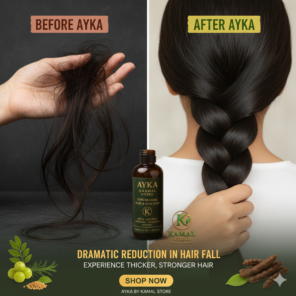 AYKA Organic Hair Oil by Kamal Store: Stops Hair Fall, Boosts Growth & Shine (100ml)