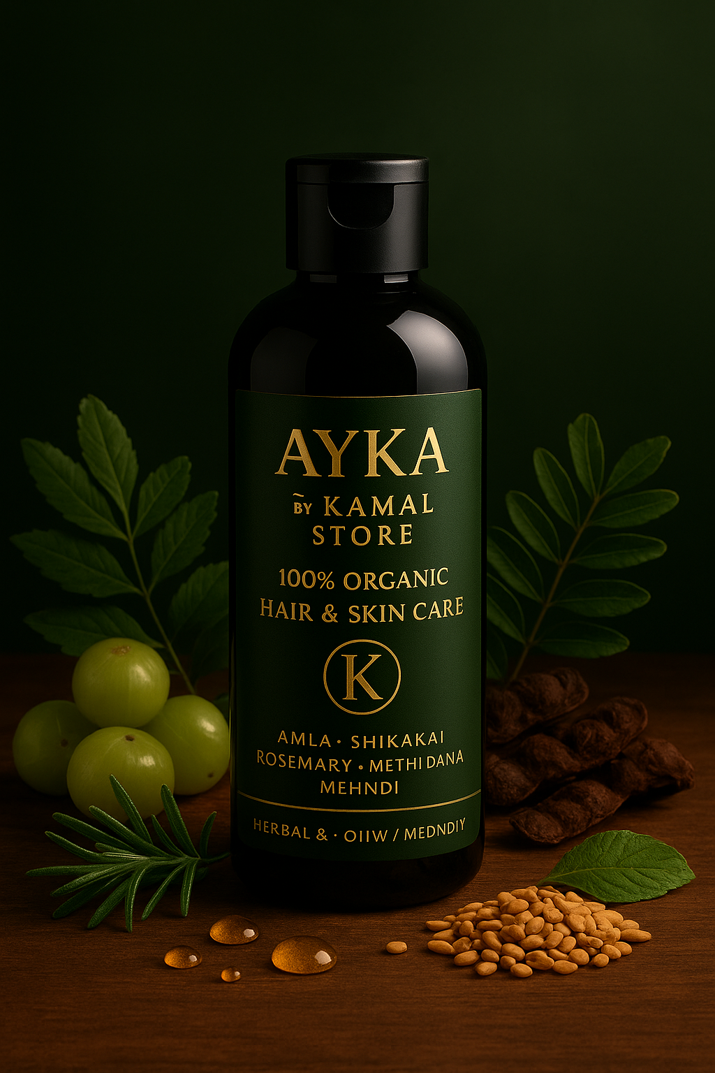 Ayka Herbal Hair Oil by Kamal Store – 20 Herbs Formula for Hair Growth, Shine & Strength | 100% Natural & Chemical-Free