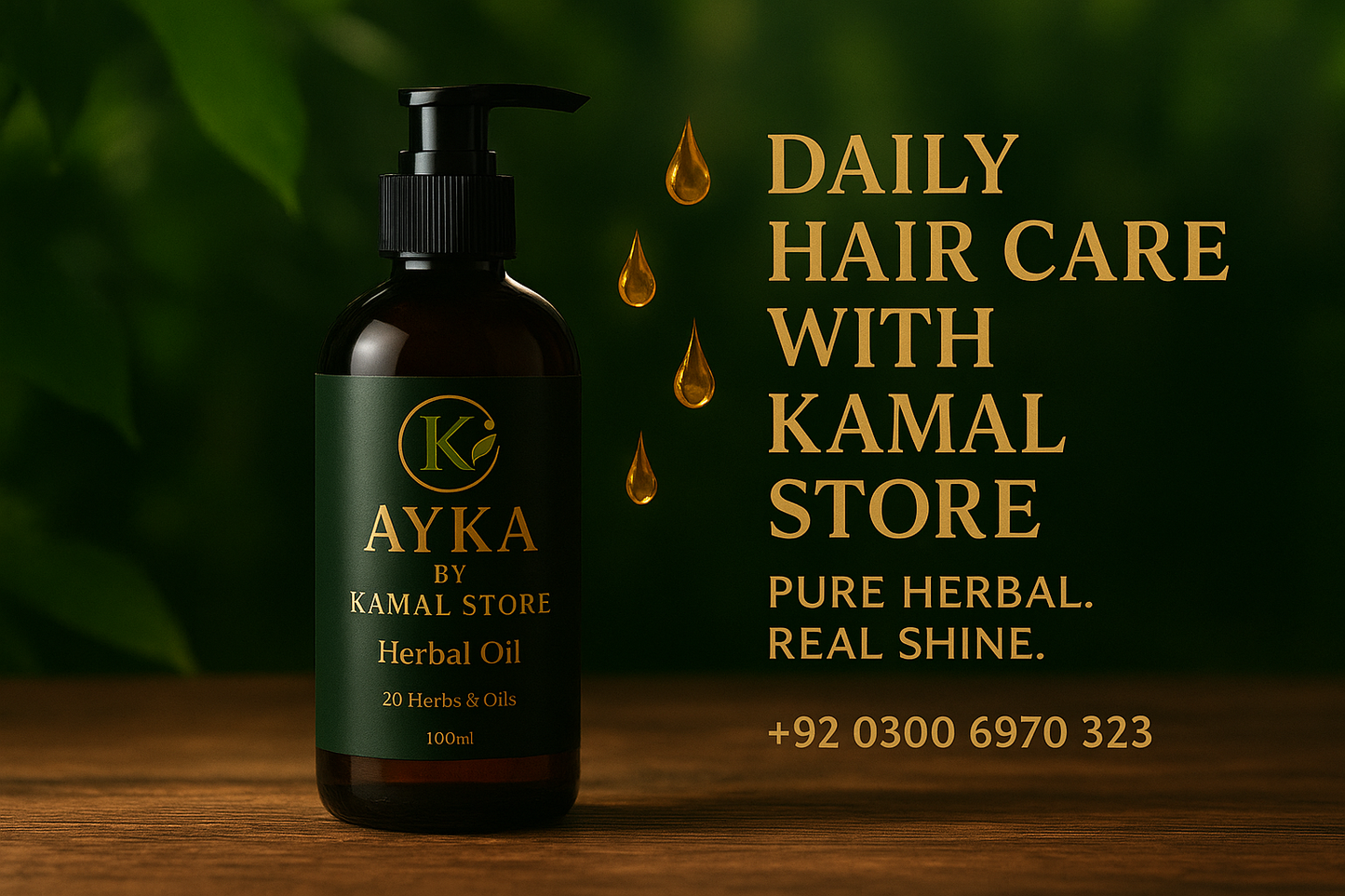 Ayka Herbal Hair Oil by Kamal Store – 20 Herbs Formula for Hair Growth, Shine & Strength | 100% Natural & Chemical-Free