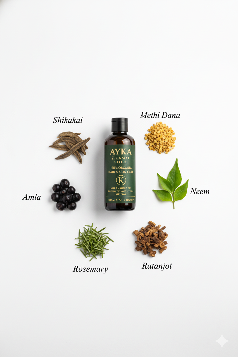AYKA Organic Hair Oil by Kamal Store: Stops Hair Fall, Boosts Growth & Shine (100ml)